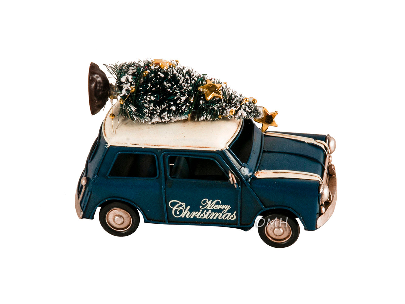 Handmade 1960s Mini Cooper Christmas Car Model Set of 2
