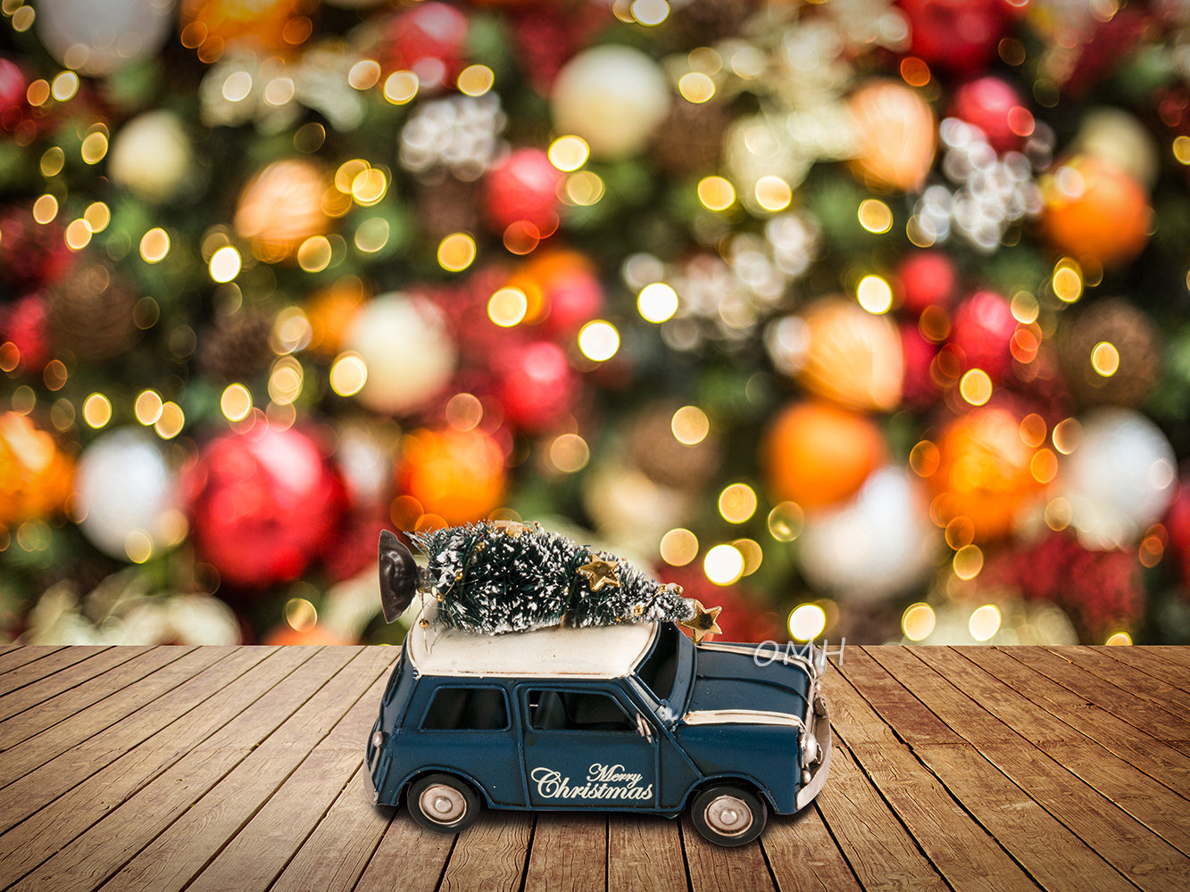 Handmade 1960s Mini Cooper Christmas Car Model Set of 2