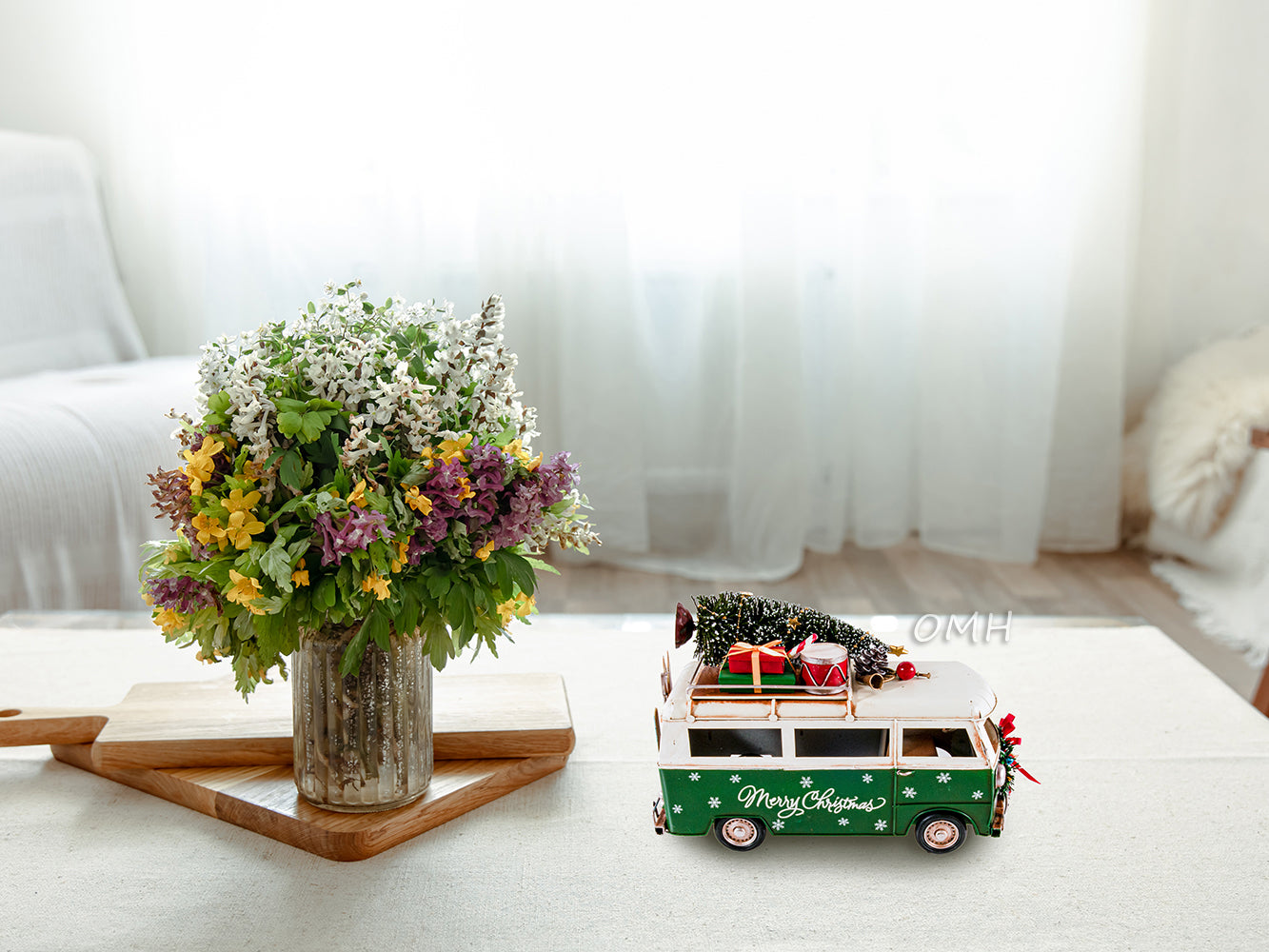 Handmade 1960s Volkswagen Bus Christmas Model