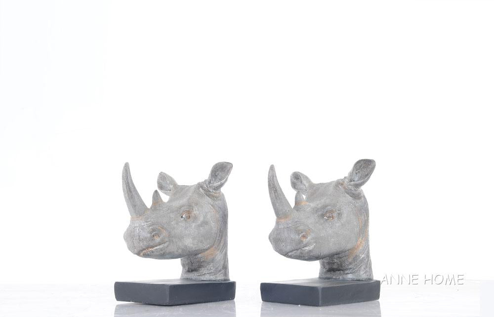 Anne Home - Rhino Head Bookend - Set of 2