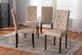 Baxton Studio Gardner Modern and Contemporary Dark Brown Finished Beige Fabric Upholstered Dining Chair (Set of 4)