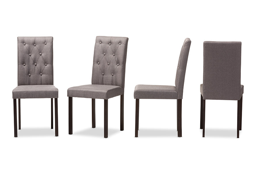 Baxton Studio Gardner Modern and Contemporary Dark Brown Finished Grey Fabric Upholstered Dining Chair (Set of 4)