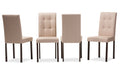 Baxton Studio Andrew Modern and Contemporary Beige Fabric Upholstered Grid-tufting Dining Chair (Set of 4)