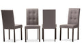 Baxton Studio Andrew Modern and Contemporary Grey Fabric Upholstered Grid-tufting Dining Chair (Set of 4)