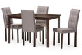Baxton Studio Andrew Modern and Contemporary 5-Piece Grey Fabric Upholstered Grid-tufting Dining Set