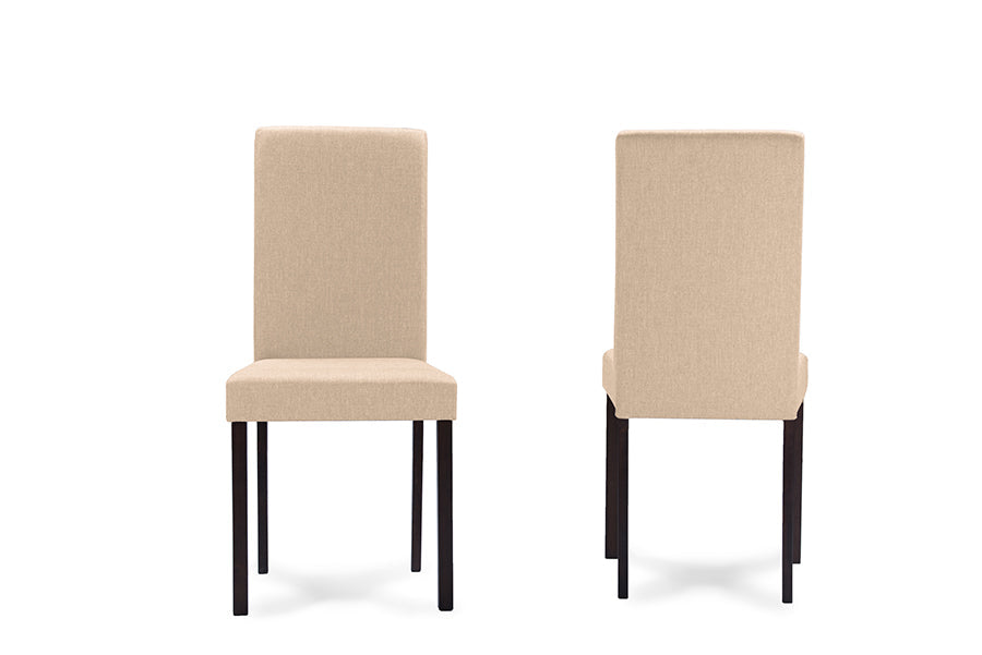 Baxton Studio Andrew Contemporary Espresso Wood Beige Fabric Dining Chair (Set of 4)