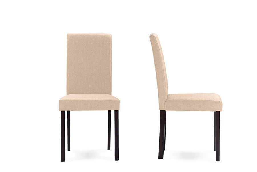 Baxton Studio Andrew Contemporary Espresso Wood Beige Fabric Dining Chair (Set of 4)