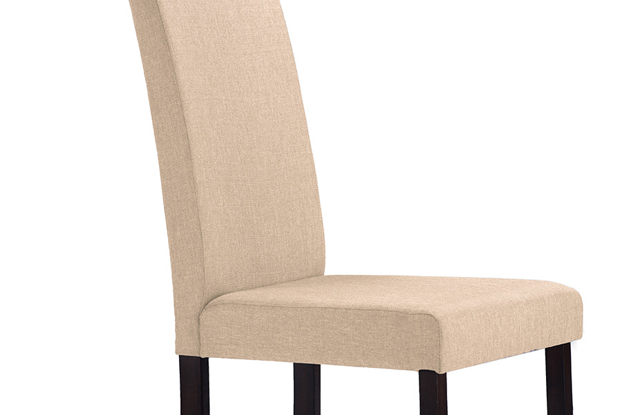 Baxton Studio Andrew Contemporary Espresso Wood Beige Fabric Dining Chair (Set of 4)