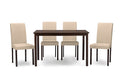 Baxton Studio Andrew Contemporary Espresso Wood Beige Fabric 5 PC Dining Set