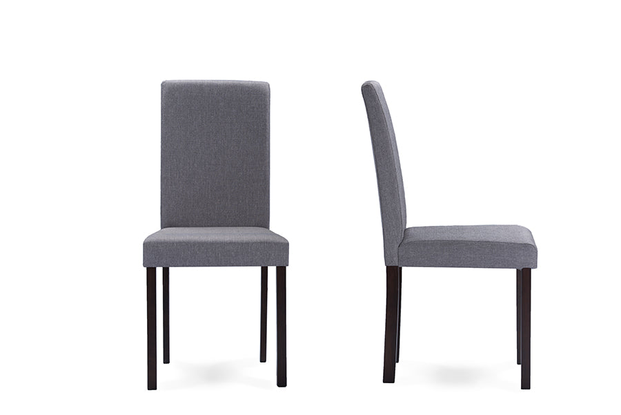 Baxton Studio Andrew Contemporary Espresso Wood Grey Fabric Dining Chair (Set of 4)