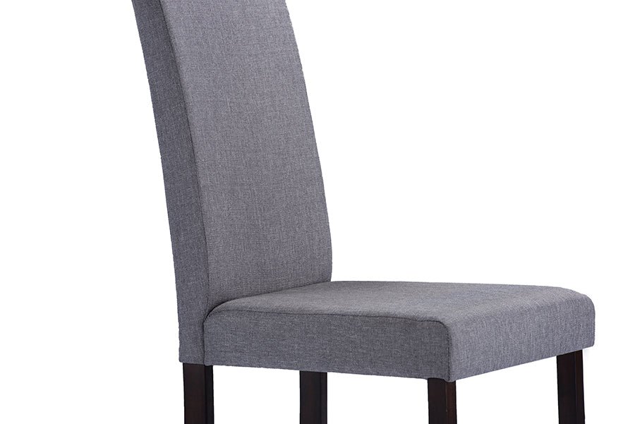Baxton Studio Andrew Contemporary Espresso Wood Grey Fabric Dining Chair (Set of 4)