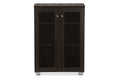 Baxton Studio Mason Modern and Contemporary Dark Brown Multipurpose Storage Cabinet Sideboard with Two Class Doors