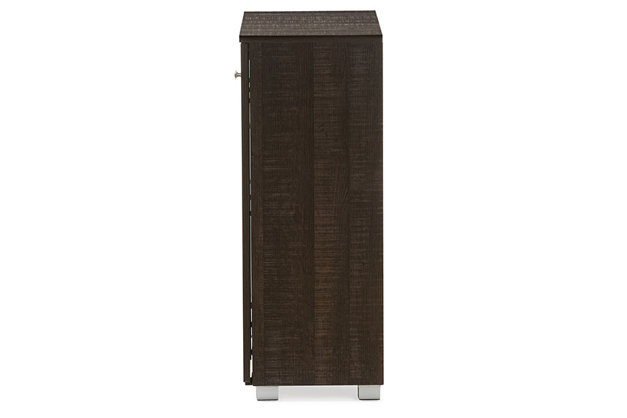 Baxton Studio Mason Modern and Contemporary Dark Brown Multipurpose Storage Cabinet Sideboard with Two Class Doors