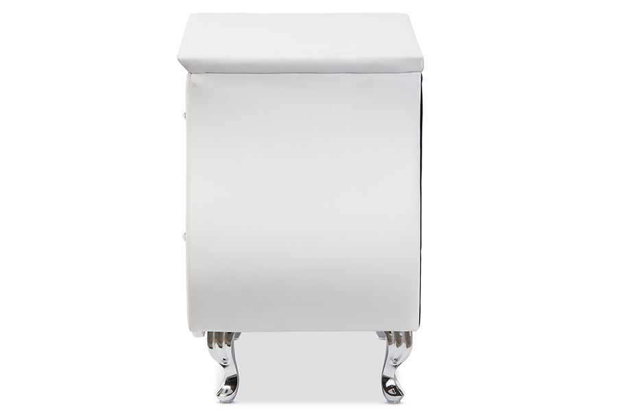 Baxton Studio Erin Modern and Contemporary White Faux Leather Upholstered Nightstand