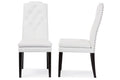 Baxton Studio Dylin Modern and Contemporary White Faux Leather Button-Tufted Nail heads Trim Dining Chair (Set of 2)
