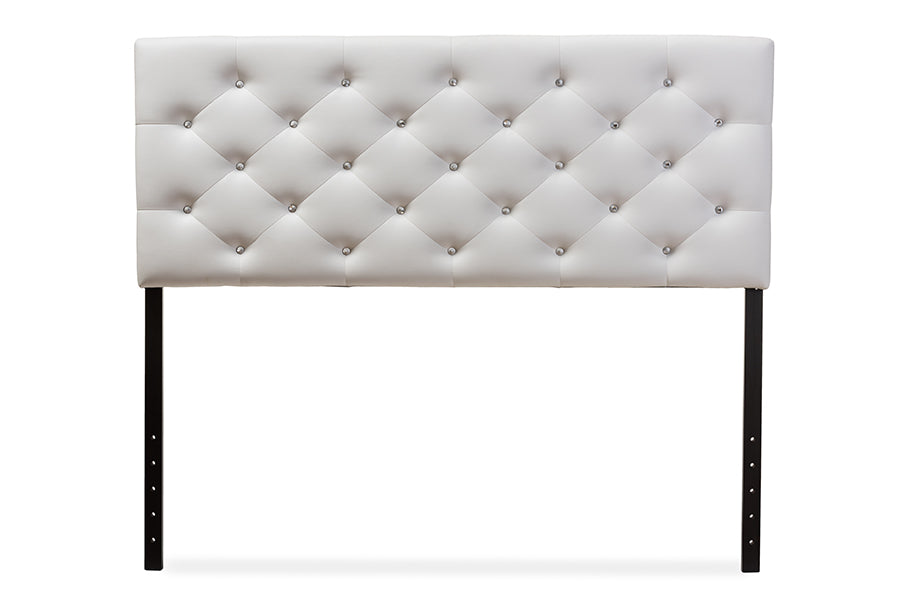Baxton Studio Viviana Modern and Contemporary White Faux Leather Upholstered Button-tufted Queen Size Headboard