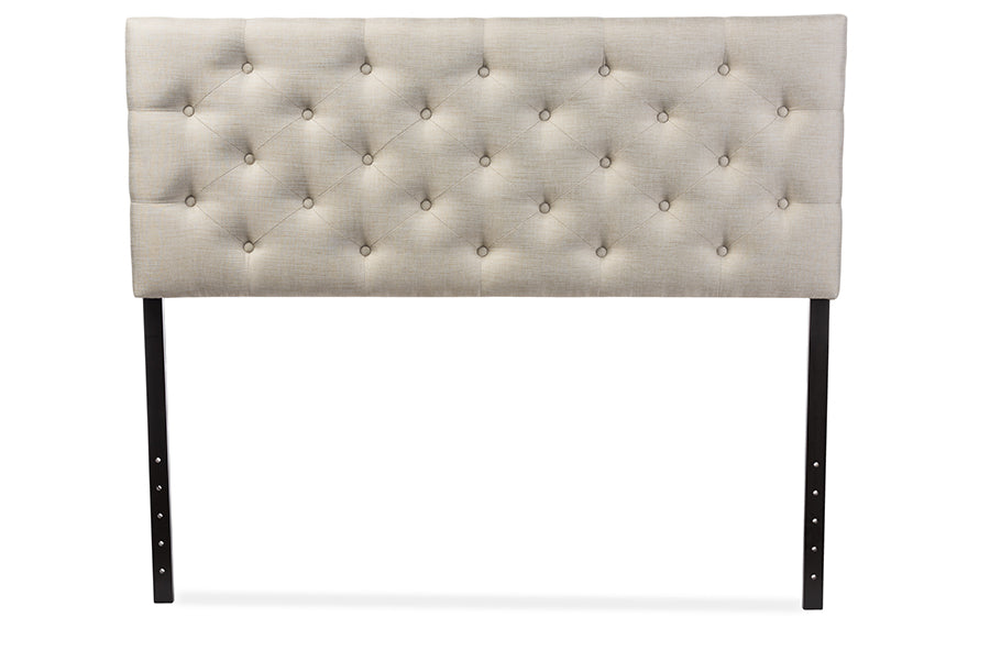 Baxton Studio Viviana Modern and Contemporary Light Beige Fabric Upholstered Button-tufted Queen Size Headboard