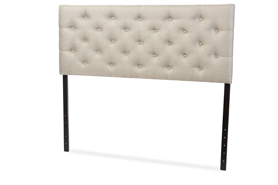 Baxton Studio Viviana Modern and Contemporary Light Beige Fabric Upholstered Button-tufted Queen Size Headboard