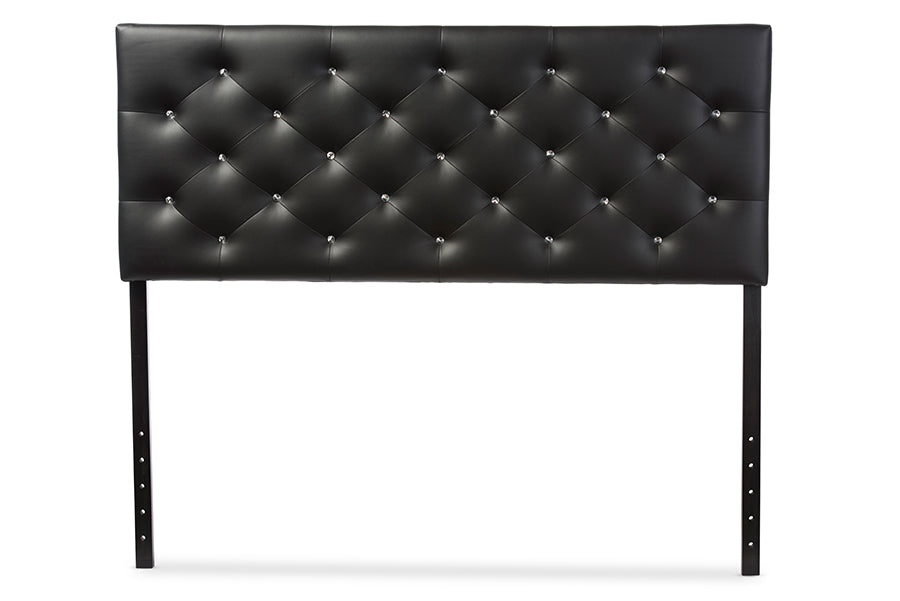 Baxton Studio Viviana Modern and Contemporary Black Faux Leather Upholstered Button-tufted Queen Size Headboard