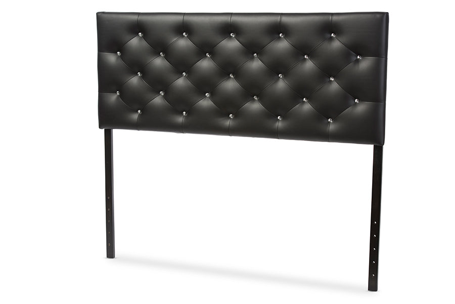 Baxton Studio Viviana Modern and Contemporary Black Faux Leather Upholstered Button-tufted Queen Size Headboard