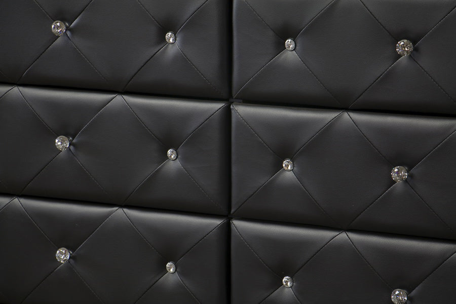 Baxton Studio Luminescence Black Faux Leather Upholstered Dresser