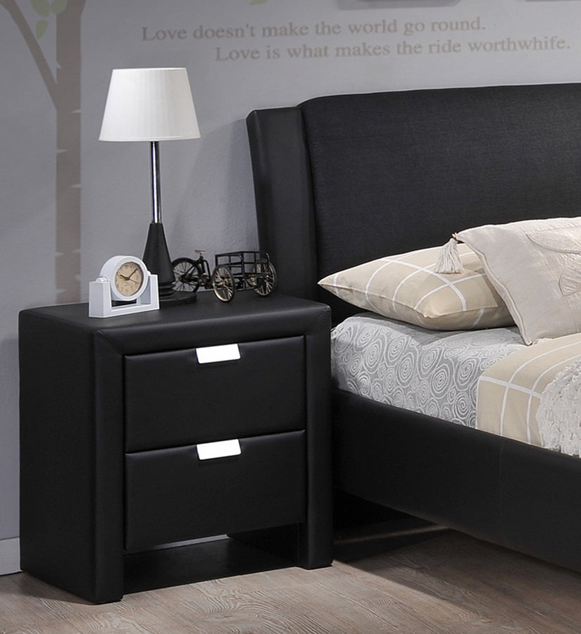 Baxton Studio Frey Black Upholstered Modern Nightstand