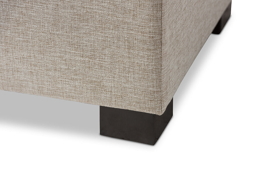 Baxton Studio Roanoke Modern and Contemporary Beige Fabric Upholstered Grid-Tufting Storage Ottoman Bench