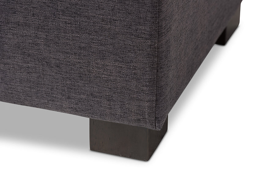 Baxton Studio Roanoke Modern and Contemporary Dark Grey Fabric Upholstered Grid-Tufting Storage Ottoman Bench