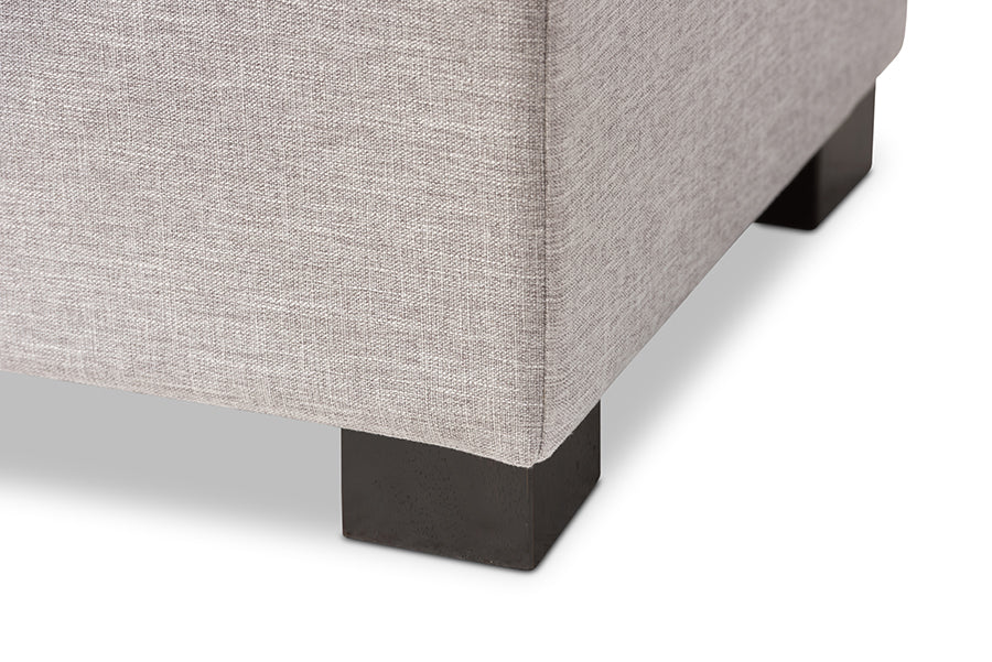 Baxton Studio Roanoke Modern and Contemporary Grayish Beige Fabric Upholstered Grid-Tufting Storage Ottoman Bench