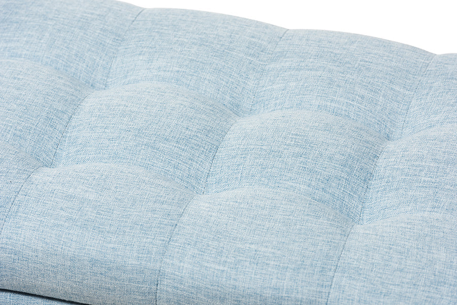 Baxton Studio Roanoke Modern and Contemporary Light Blue Fabric Upholstered Grid-Tufting Storage Ottoman Bench