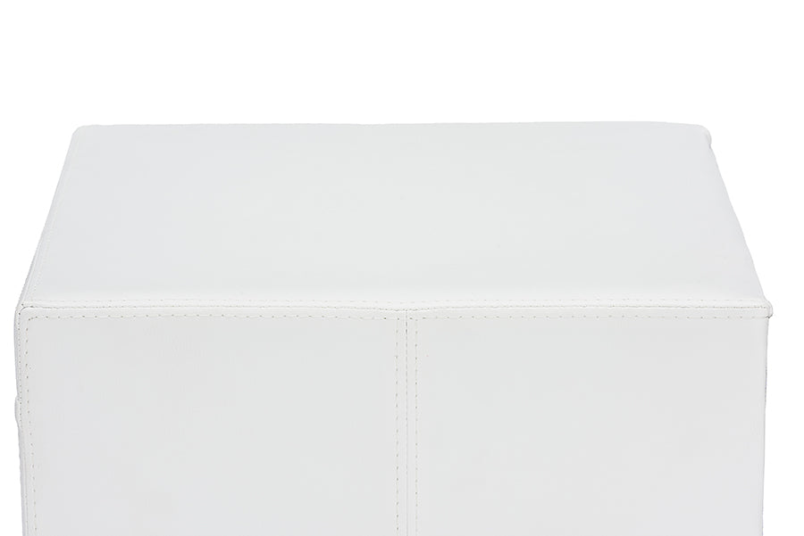 Baxton Studio Dorian White Faux Leather Upholstered Modern Nightstand