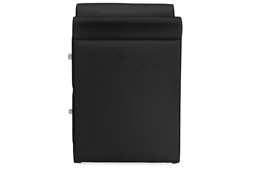 Baxton Studio Victoria Matte Black PU Leather 2 Storage Drawers Nightstand Bedside Table