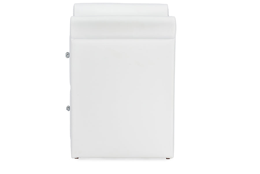 Baxton Studio Victoria Matte White PU Leather 2 Storage Drawers Nightstand Bedside Table