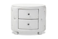 Baxton Studio Davina Hollywood Glamour Style Oval 2-drawer White Faux Leather Upholstered Nightstand