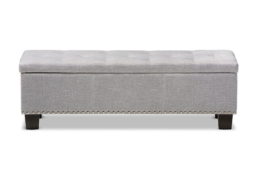 Baxton Studio Hannah Modern and Contemporary Grayish Beige Fabric Upholstered Button-Tufting Storage Ottoman Bench