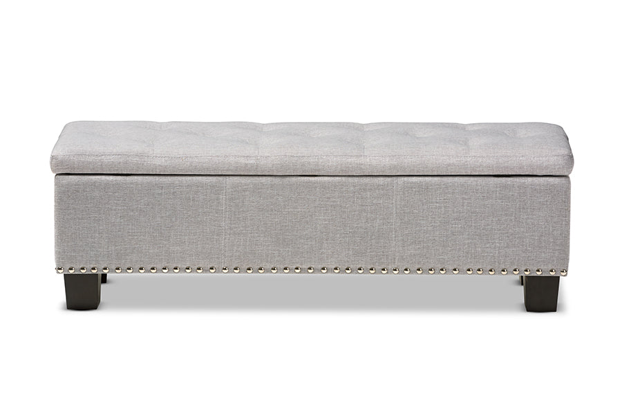 Baxton Studio Hannah Modern and Contemporary Grayish Beige Fabric Upholstered Button-Tufting Storage Ottoman Bench