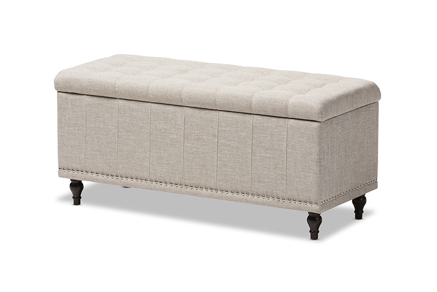 Baxton Studio Kaylee Modern Classic Beige Fabric Upholstered Button-Tufting Storage Ottoman Bench