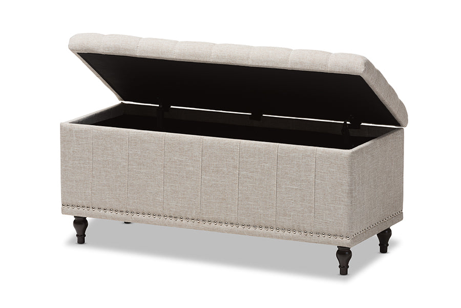 Baxton Studio Kaylee Modern Classic Beige Fabric Upholstered Button-Tufting Storage Ottoman Bench