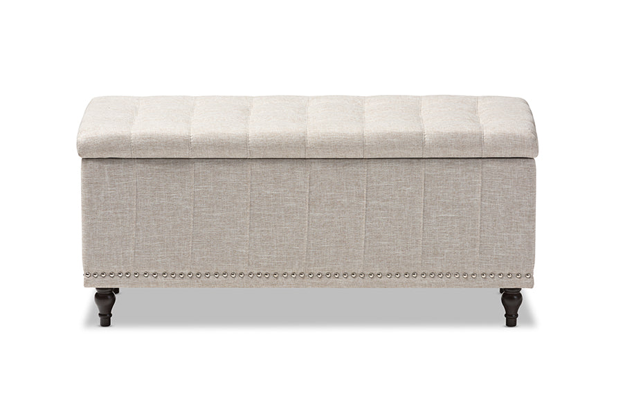 Baxton Studio Kaylee Modern Classic Beige Fabric Upholstered Button-Tufting Storage Ottoman Bench