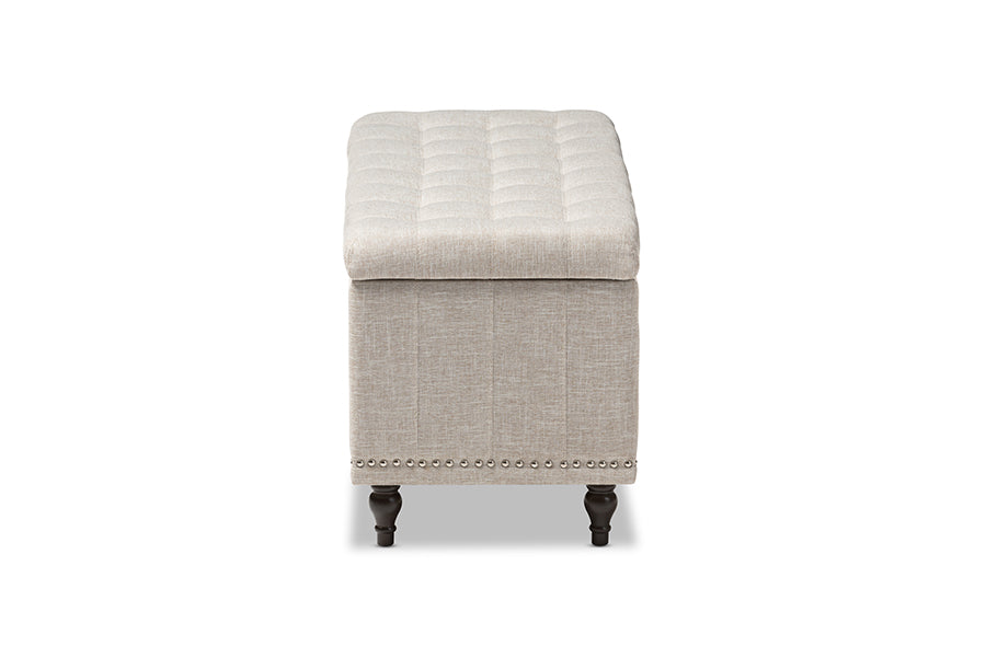 Baxton Studio Kaylee Modern Classic Beige Fabric Upholstered Button-Tufting Storage Ottoman Bench