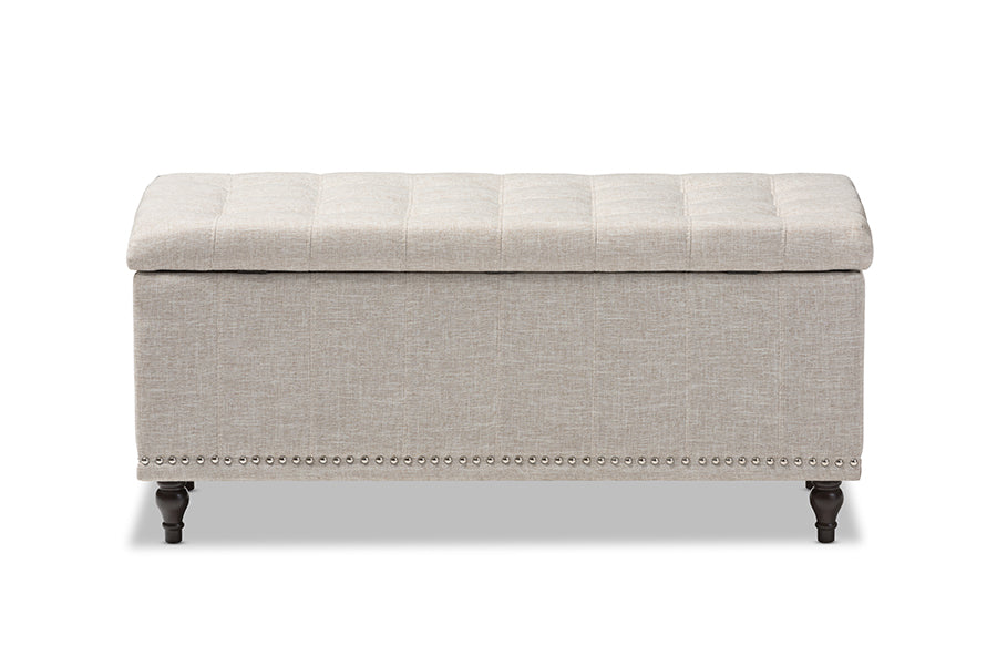Baxton Studio Kaylee Modern Classic Beige Fabric Upholstered Button-Tufting Storage Ottoman Bench