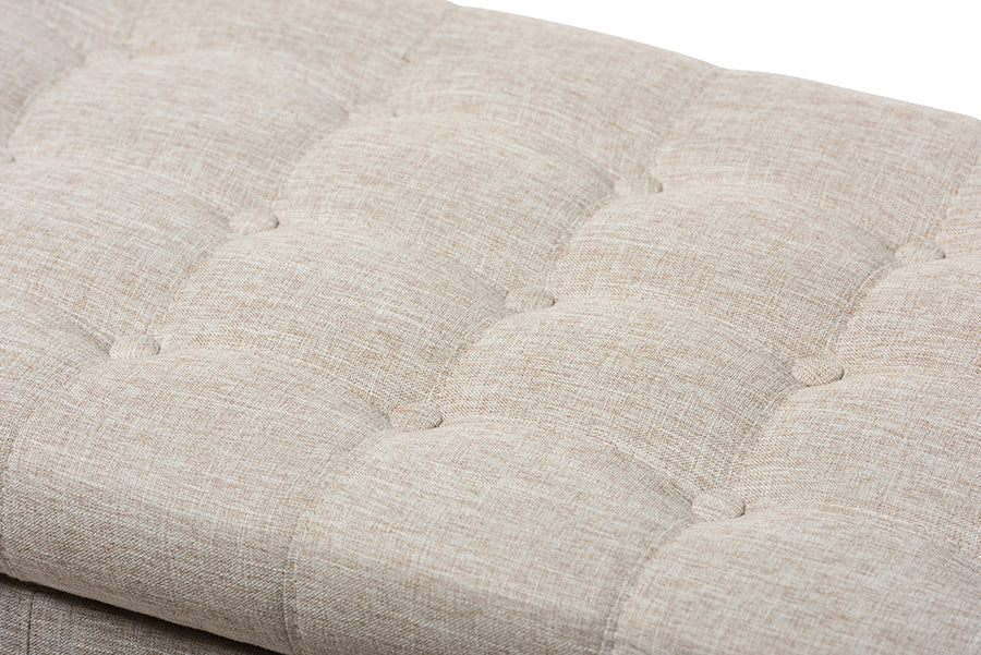 Baxton Studio Kaylee Modern Classic Beige Fabric Upholstered Button-Tufting Storage Ottoman Bench