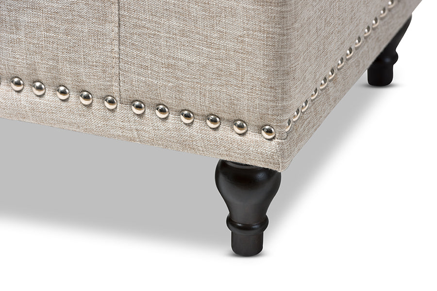 Baxton Studio Kaylee Modern Classic Beige Fabric Upholstered Button-Tufting Storage Ottoman Bench