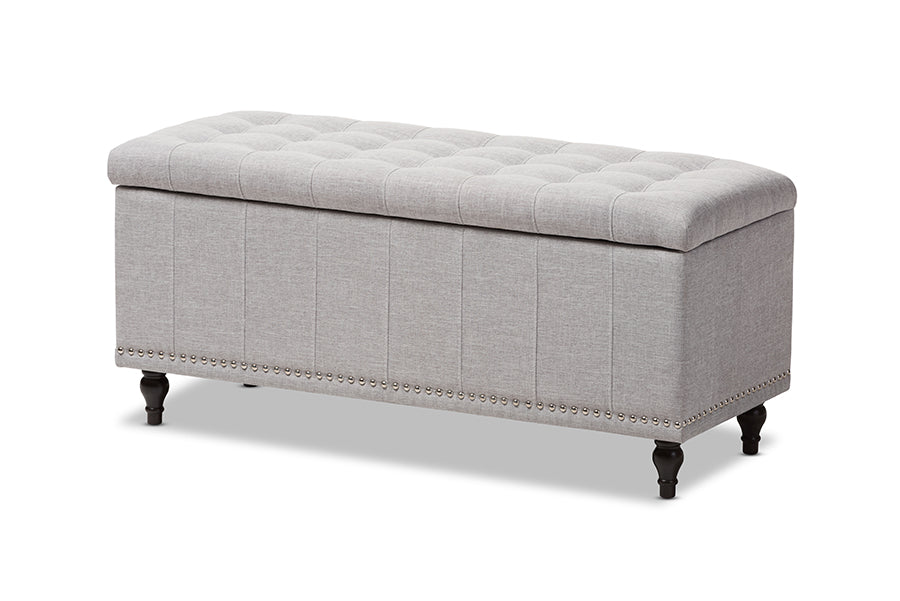 Baxton Studio Kaylee Modern Classic Grayish Beige Fabric Upholstered Button-Tufting Storage Ottoman Bench