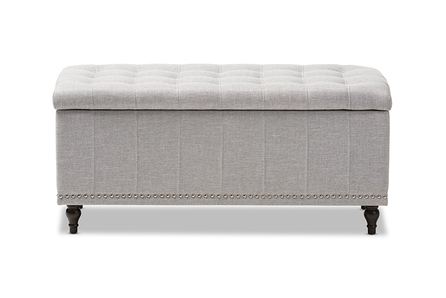 Baxton Studio Kaylee Modern Classic Grayish Beige Fabric Upholstered Button-Tufting Storage Ottoman Bench