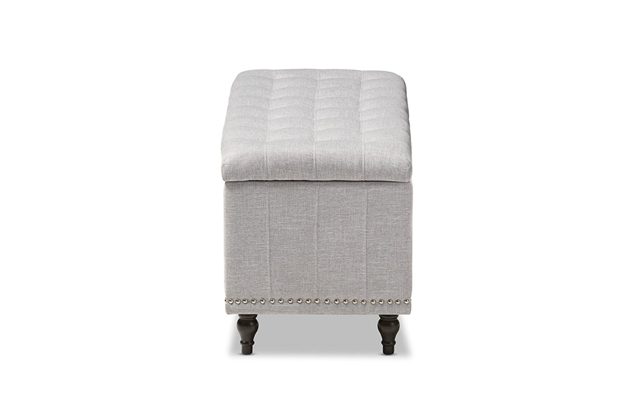 Baxton Studio Kaylee Modern Classic Grayish Beige Fabric Upholstered Button-Tufting Storage Ottoman Bench
