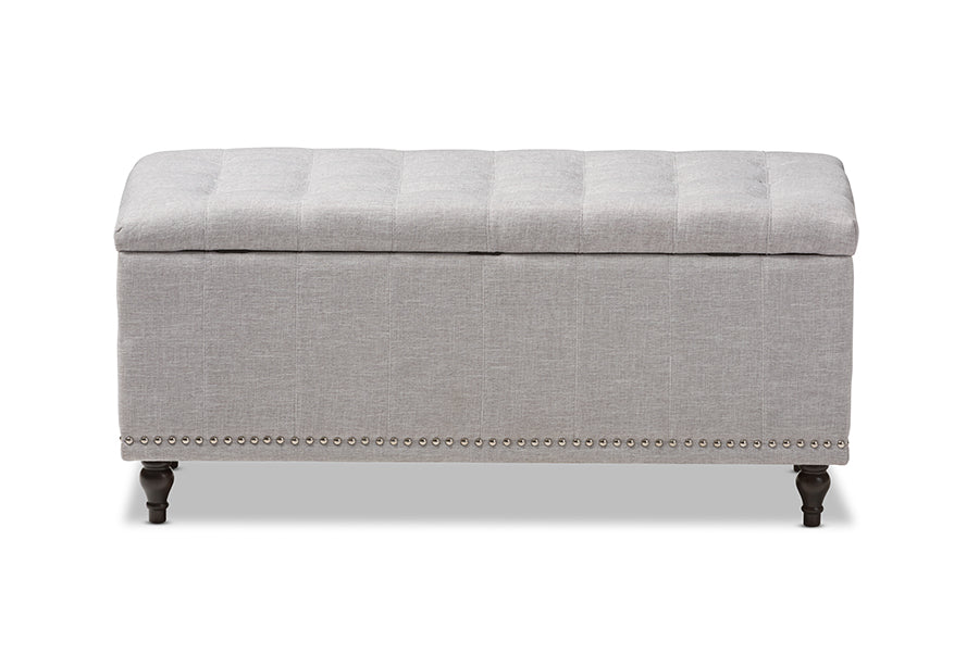 Baxton Studio Kaylee Modern Classic Grayish Beige Fabric Upholstered Button-Tufting Storage Ottoman Bench