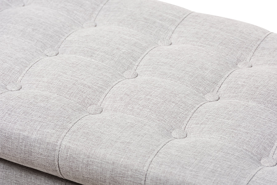 Baxton Studio Kaylee Modern Classic Grayish Beige Fabric Upholstered Button-Tufting Storage Ottoman Bench