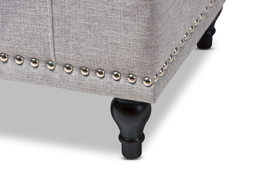 Baxton Studio Kaylee Modern Classic Grayish Beige Fabric Upholstered Button-Tufting Storage Ottoman Bench