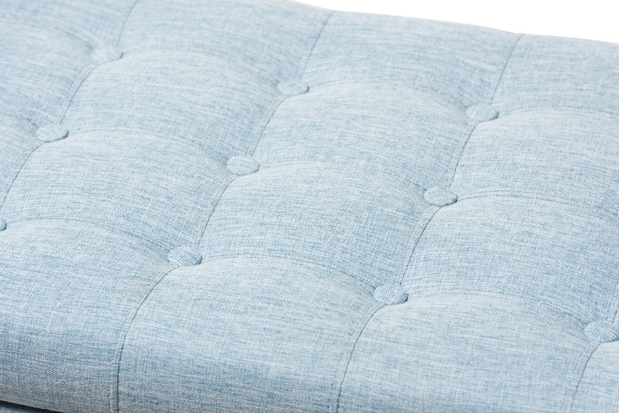 Baxton Studio Kaylee Modern Classic Light Blue Fabric Upholstered Button-Tufting Storage Ottoman Bench